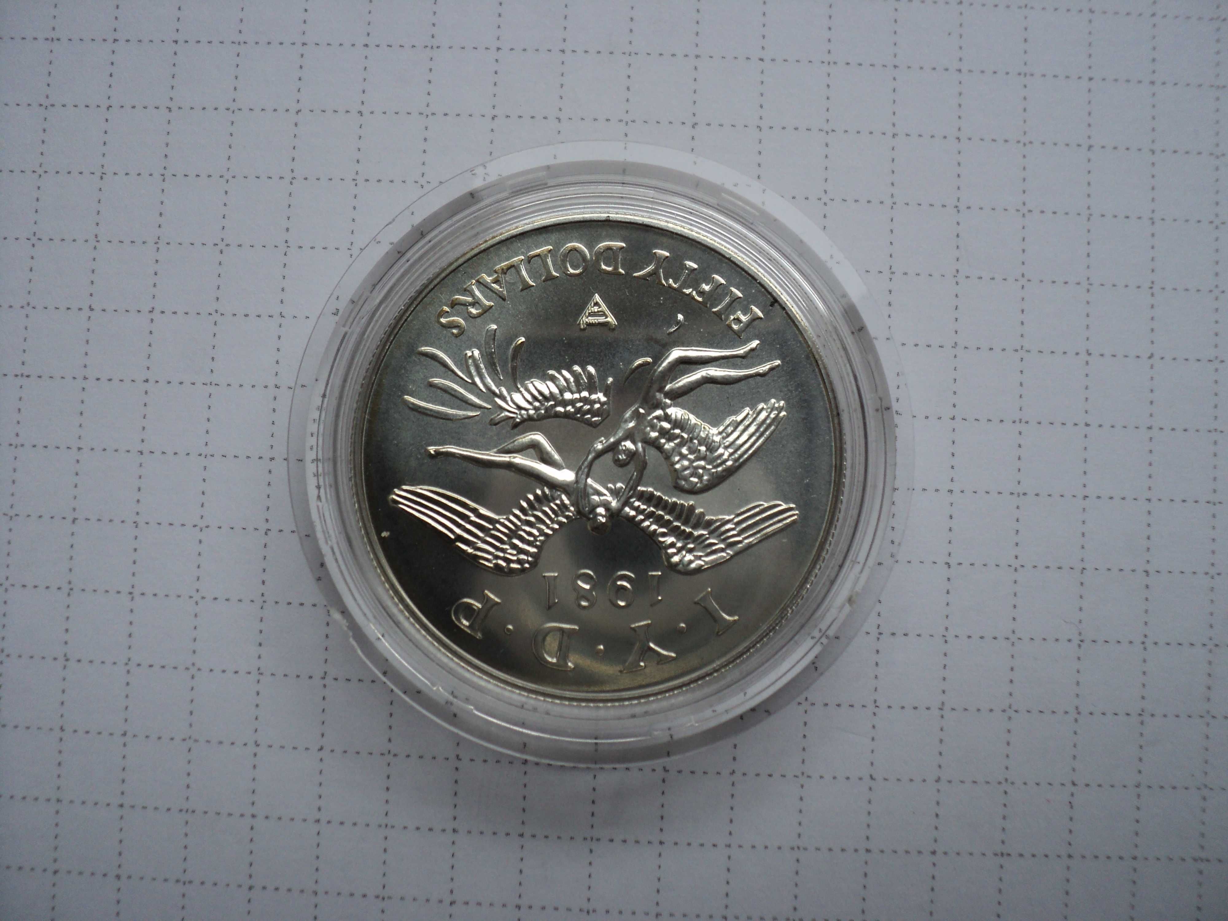 srebrna moneta Państwa Wschodniokaraibskie 50 dolarów 1981 UNC