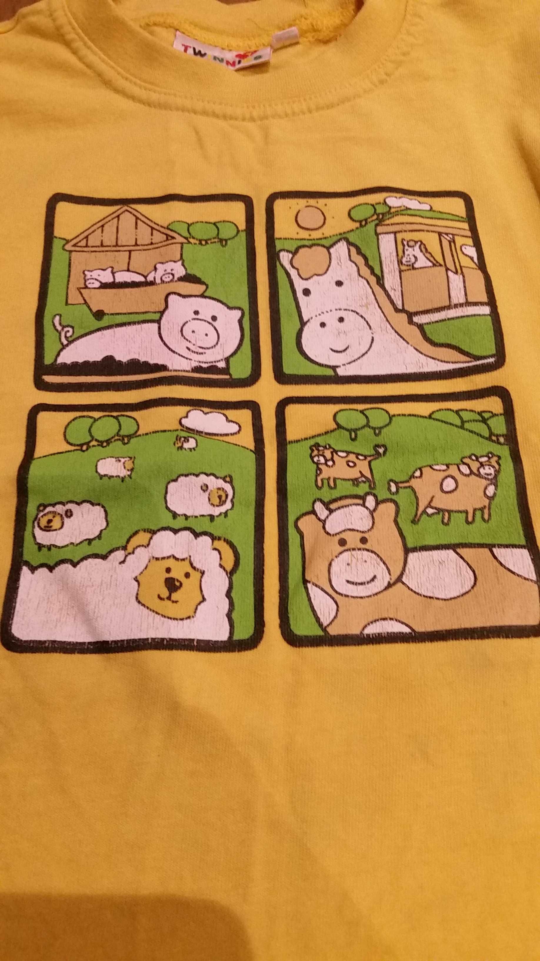 Dres R 98 komplet t-shirt i spodnie farma owca krowa świnka koń
