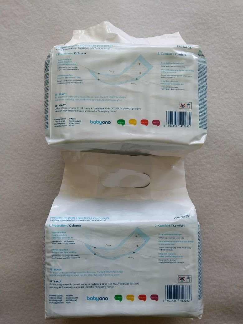 Podkłady poporodowe BabyOno do szpitala podpaski tampony tampon podkła