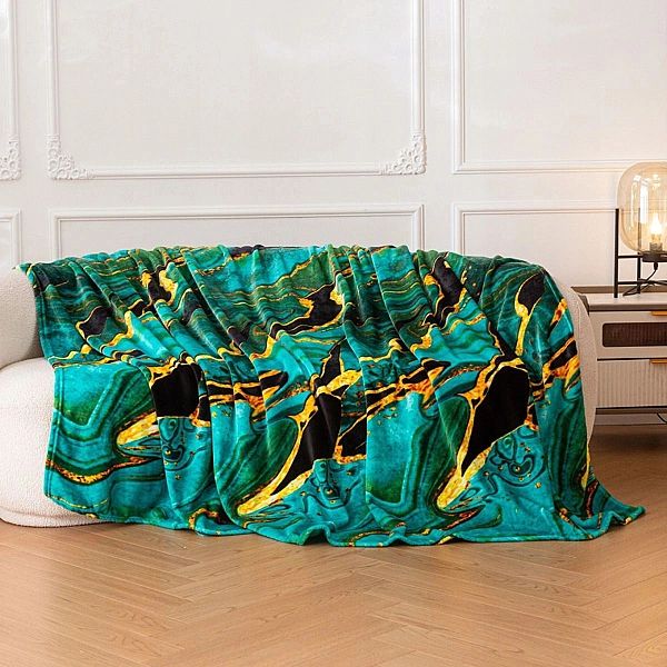 KOC NARZUTA 160x200 na łóżko kapanę MIKROFIBRA Inger ZIELONY marmur