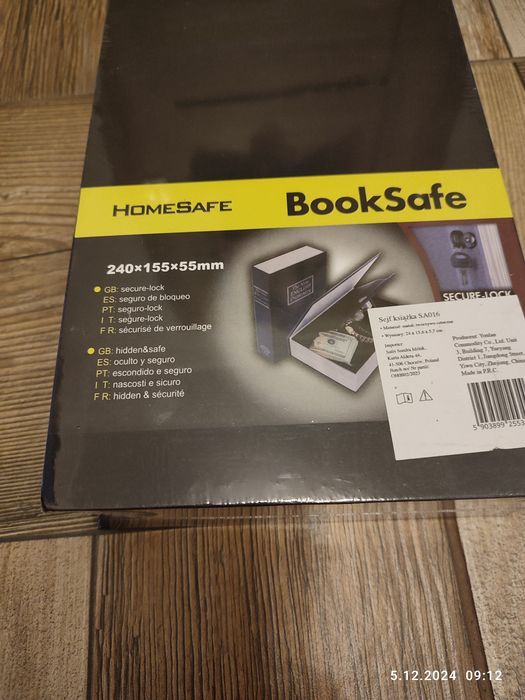 Nowy czarny metalowy sejf książka schowek