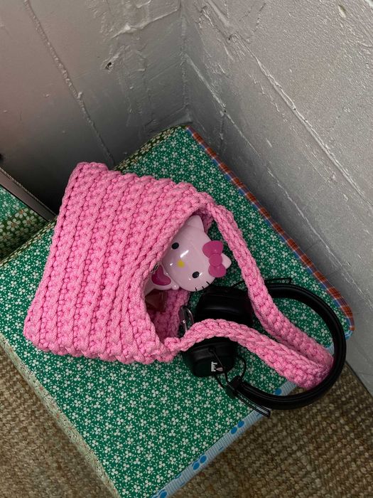 crochet bag paracord cord pink