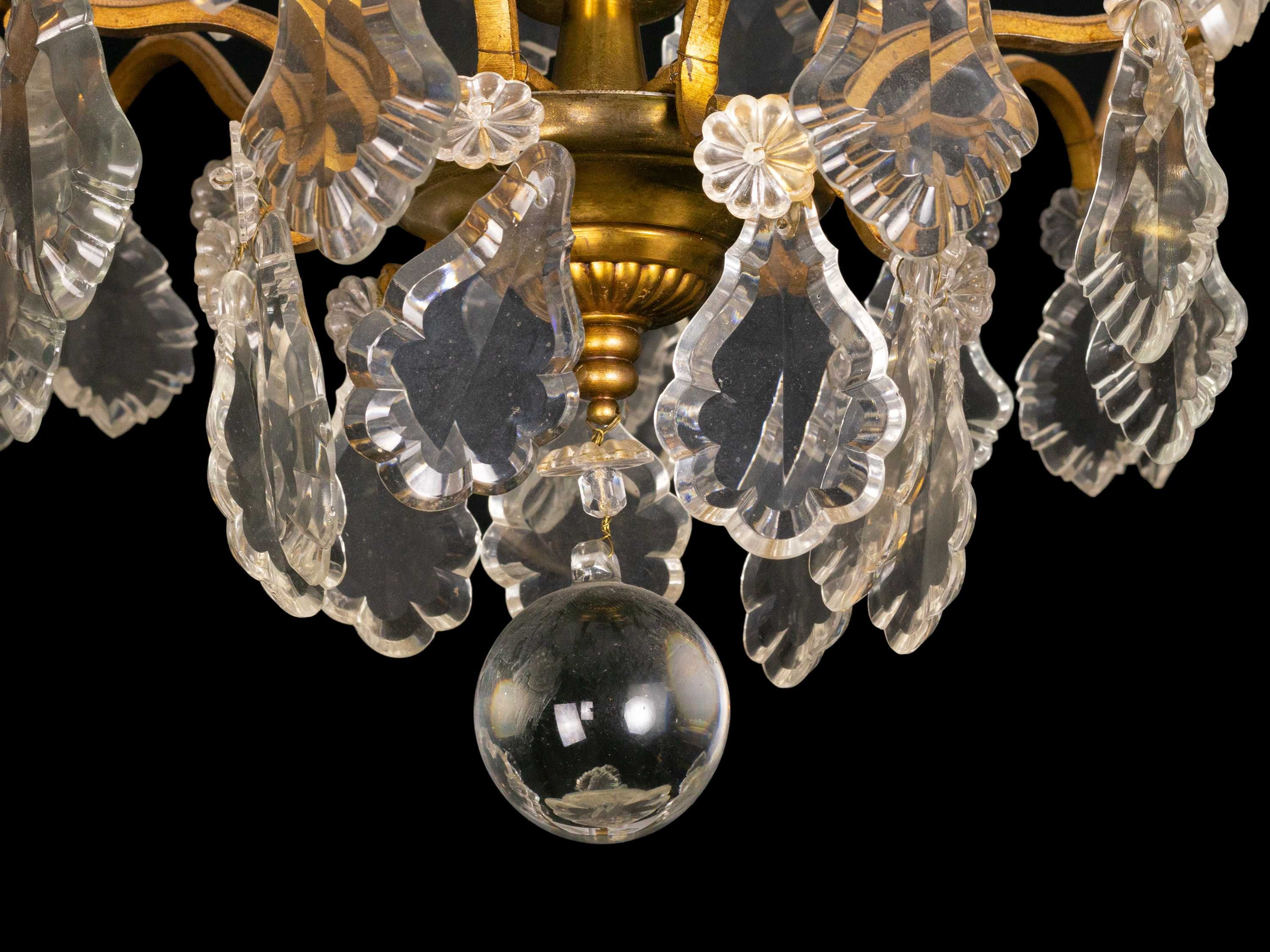 Candeeiro bronze cristal nove braços século XIX | Luís XV