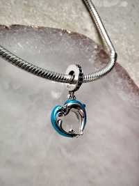 charms zawieszka srebro 925 delfin i fale