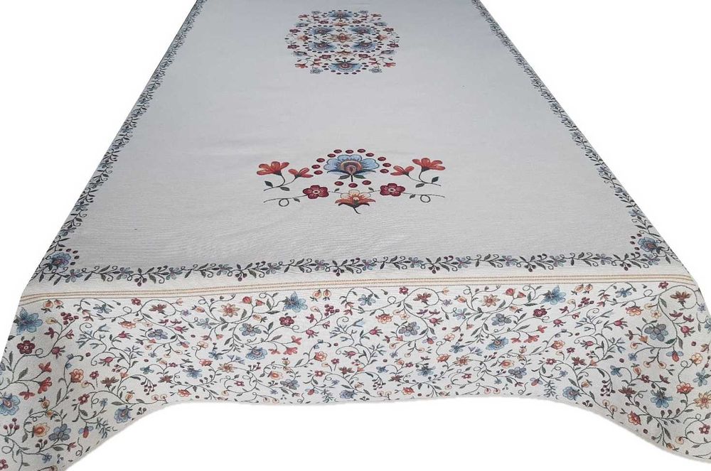 Duży obrus gobelinowy we wzory kaszubskie łowickie 140x180 cm 711