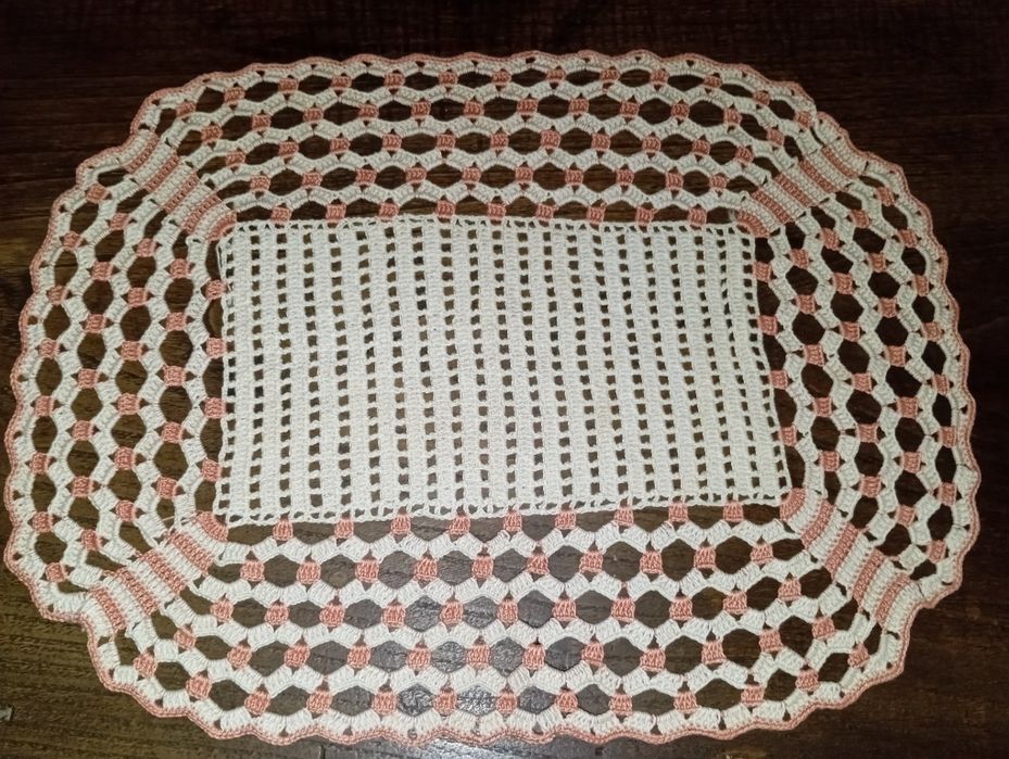 Conjunto Naperons Rectangulares Crochê Artesanais Vintage