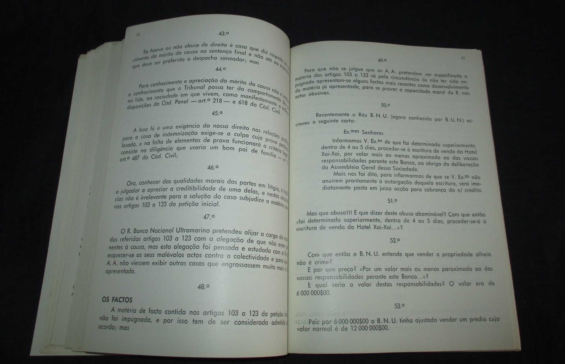 Livro Os Actos Abusivos do Banco Nacional Ultramarino