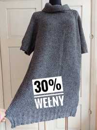 Sweter tunika sukienka golf ciepła wełna wełniana xl 42 44 3xl