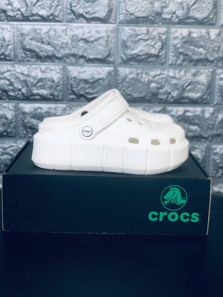 Белые кроксы на платформе / Крокс белые / білі крокси / Crocs Platform