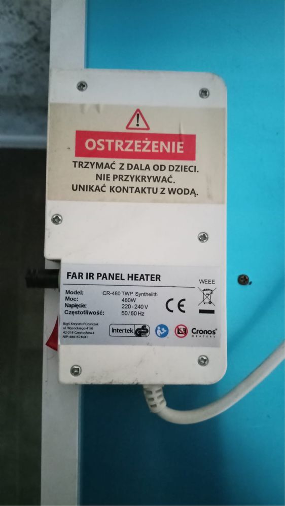 Panel grzewczy na podczerwien 480w