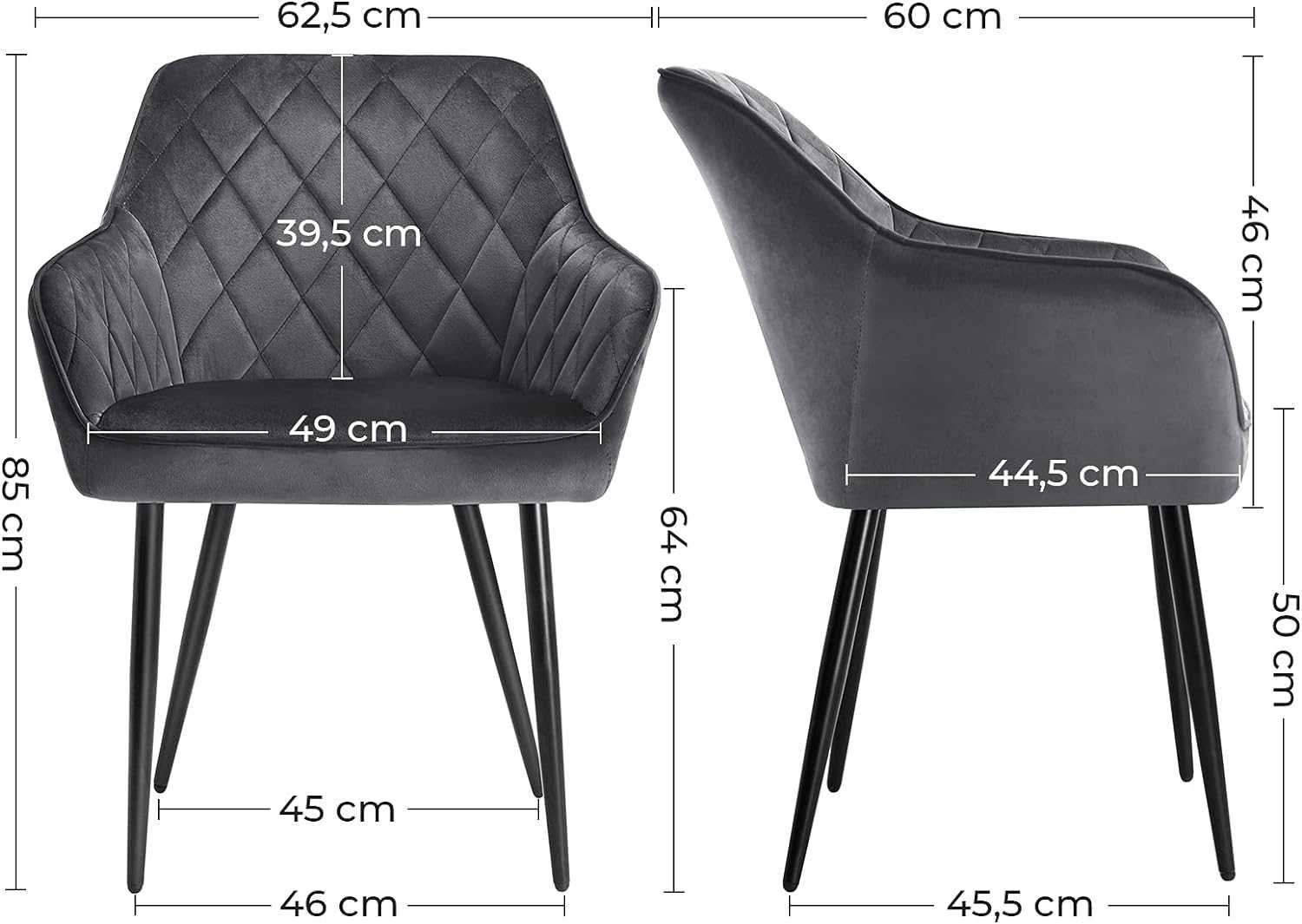 Nowy fotel tapicerowany / krzesło / metalowe nogi / SONGMICS !6138!