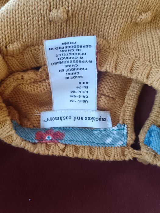 Zimowo jesienna sukienka z czapką i rajstopami rozmiar 74