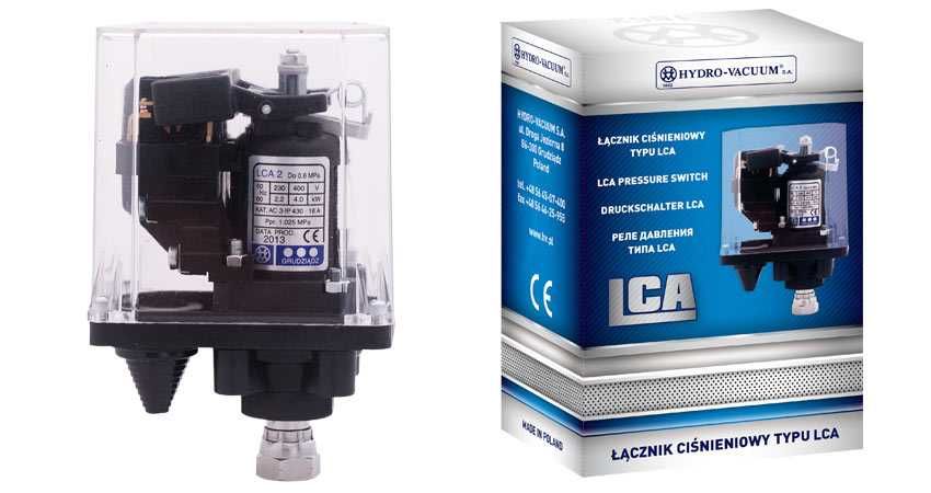 Wyłącznik ciśnieniowy LCA 2 Hydro-Vacuum (dostępne również LCA1/LCA3)