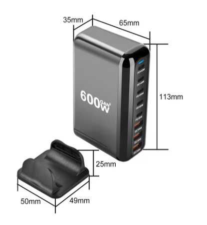 Зарядная док-станция 600W GAN3, 3*USB-A + 5*USB-C