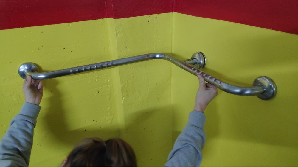 Barra de apoio em inox 90 graus Pega aço inoxidável para poliban duche