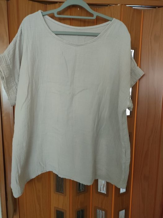 Bluzka muślinowa damska xxl+ muslinowa koszula xxl./ XXL.Beż.