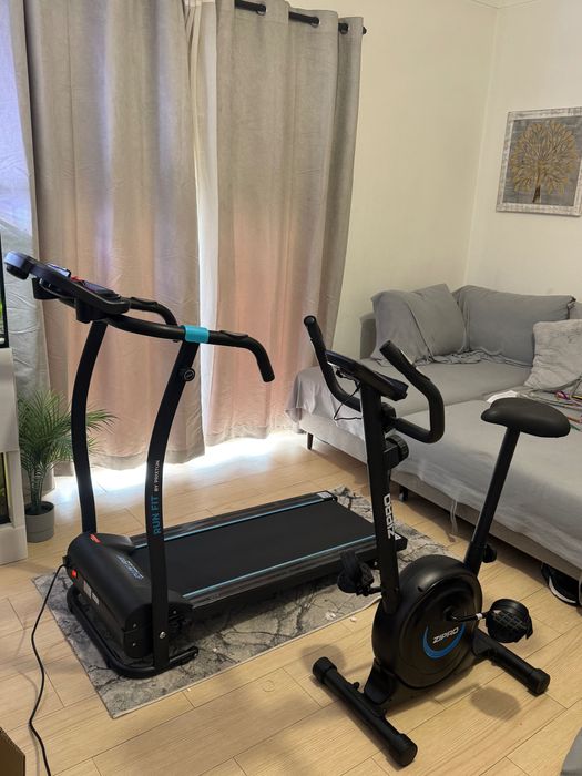 Passadeira e bicicleta como novas