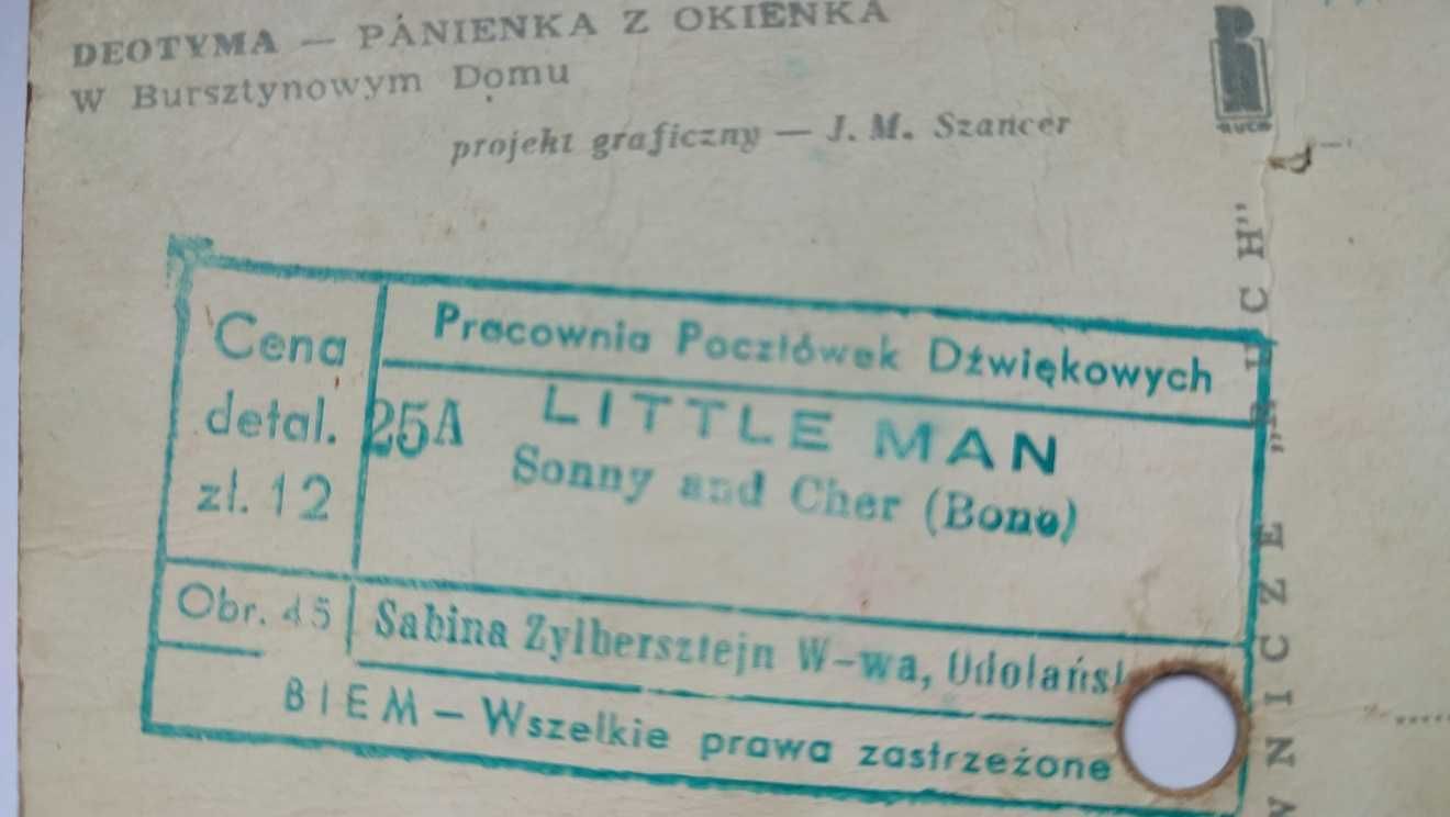 Little Man  pocztówka dźwiękowa  Sonny and Cher  1974