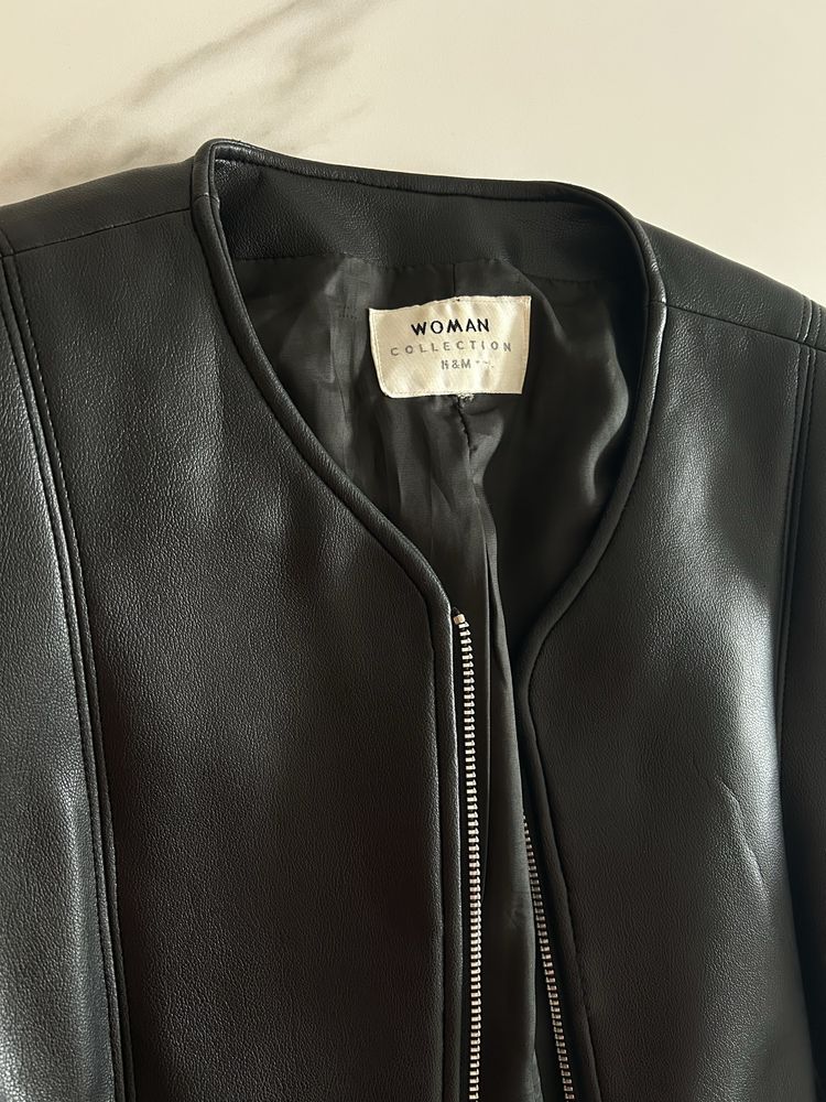 Płaszczyk żakiet kurtka h&m skórzana marynarka