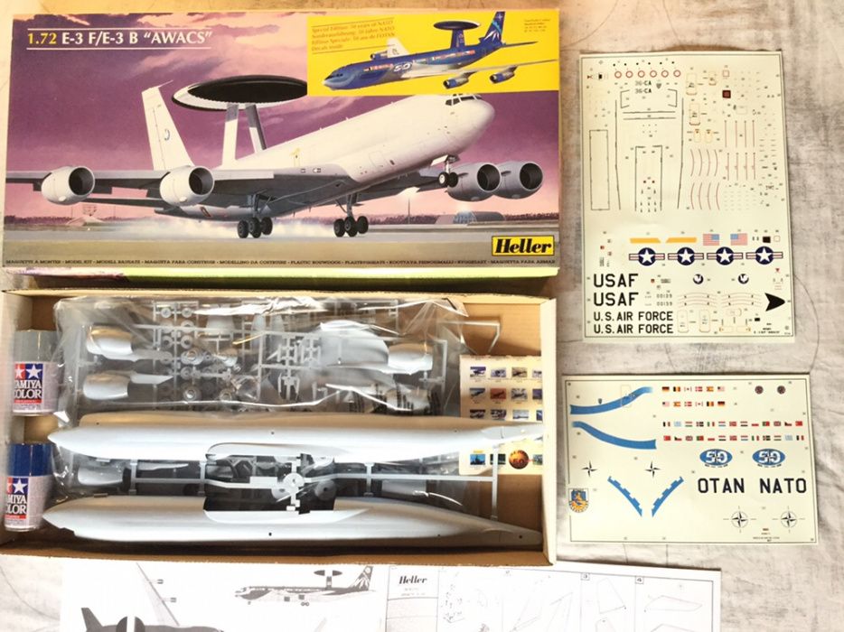 Kit Heller 1/72 E-3F/E-3B AWACS 50 anos NATO 1999 c/spray Tamiya