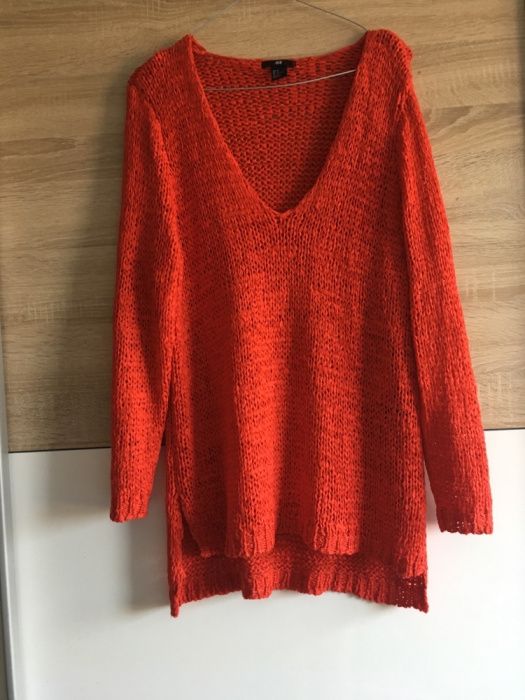 Czerwony sweter H&M red Hot azurkowy sweterek nowy! Rozm M