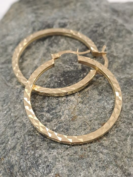 Śliczne Złote kolczyki Koła Nowe Pr.585 Średnica 3.5 cm