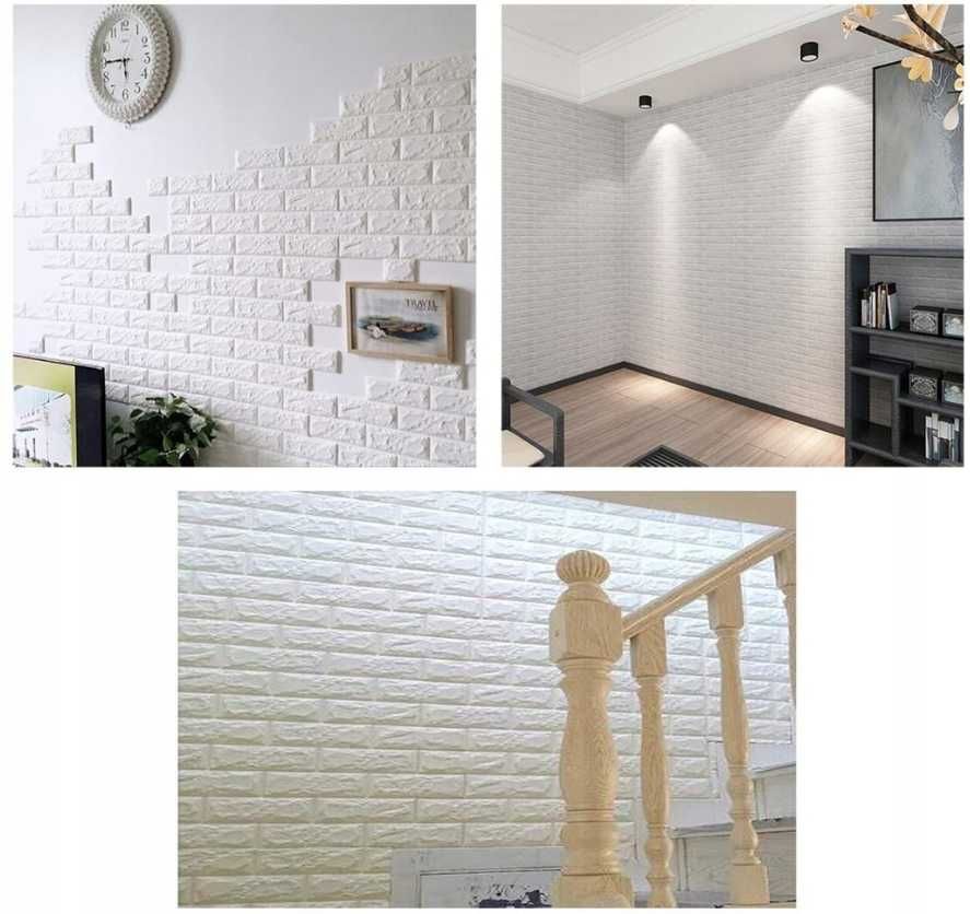 Nowe PANELE ŚCIENNE Panel Ścienny Samoprzylepne Cegła 3D x10 (GRATIS)