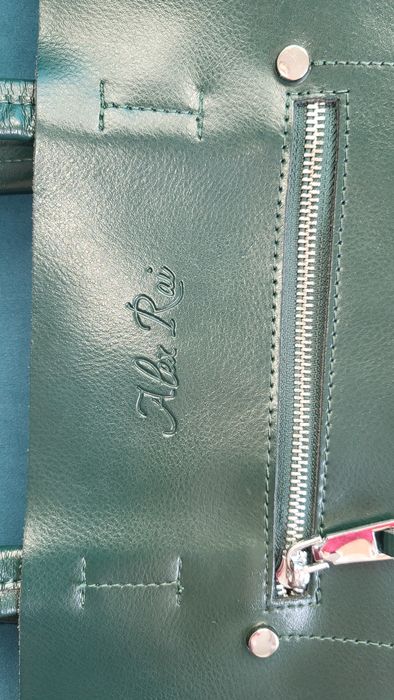 Жіноча шкіряна сумка Alex Rai велика зелена тоут