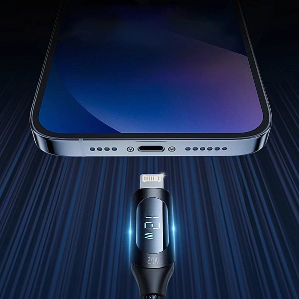 Kabel Usb-a - Lightning Wozinsky Wualc1 z wyświetlaczem Led 2.4a 1m -