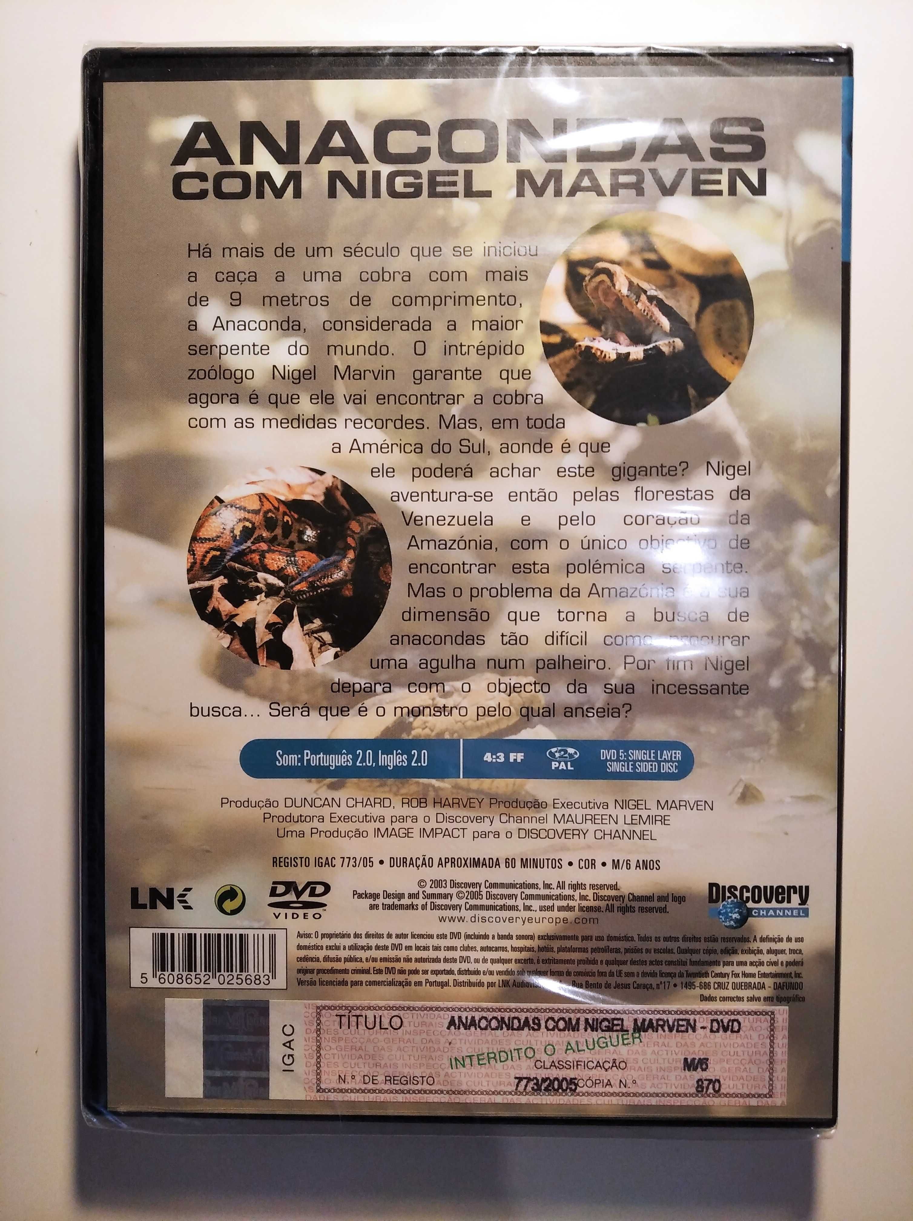 DVD "Anacondas Com Nigel Marven", do Discovery 
Channel (novo/selado)