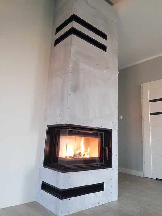 Kominki Kamko - wkład narożny Kratki Simple stalowy 6kW + zabudowa.