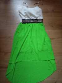 Sukienka biała zielona neonowa