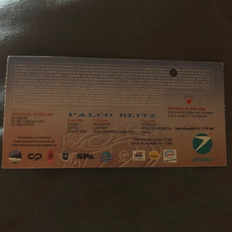 Bilhetes de concerto para fã ou colecionador desde...