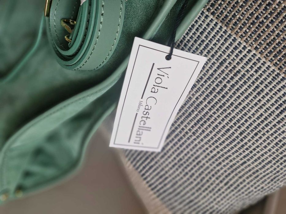 Torebka włoska, Viola Castellani zamszowa zielona