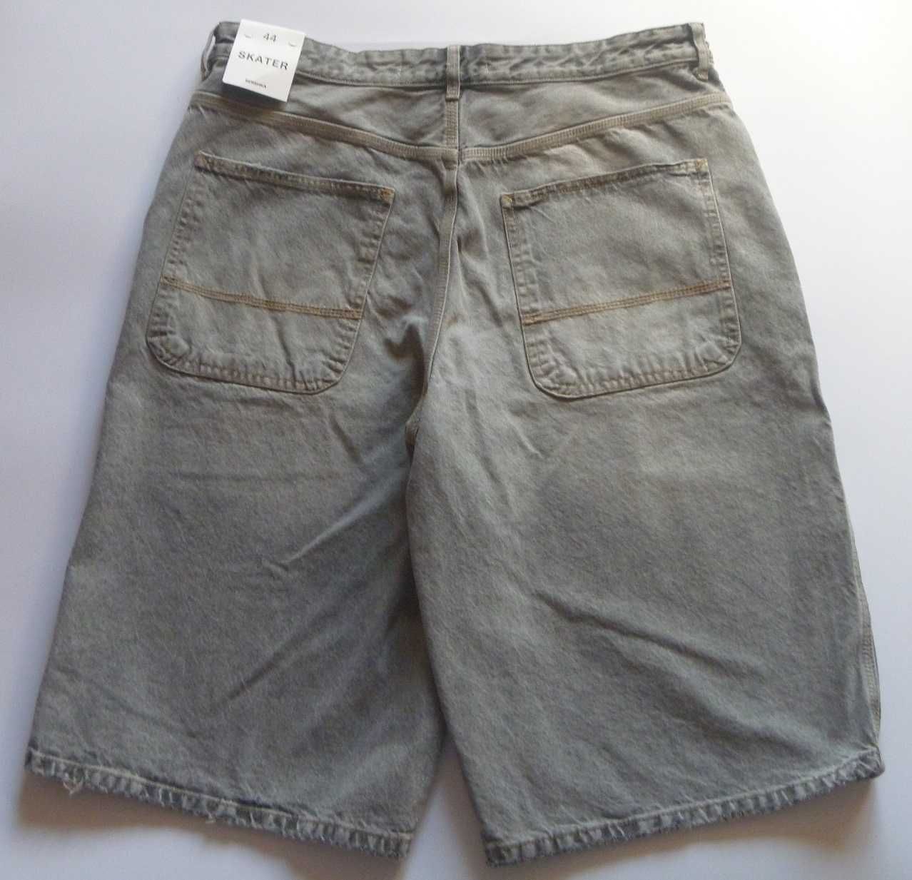 NOWE Spodenki Bershka Skater y2k Baggy Bawełna Hiphop Szare Rozmiar 38