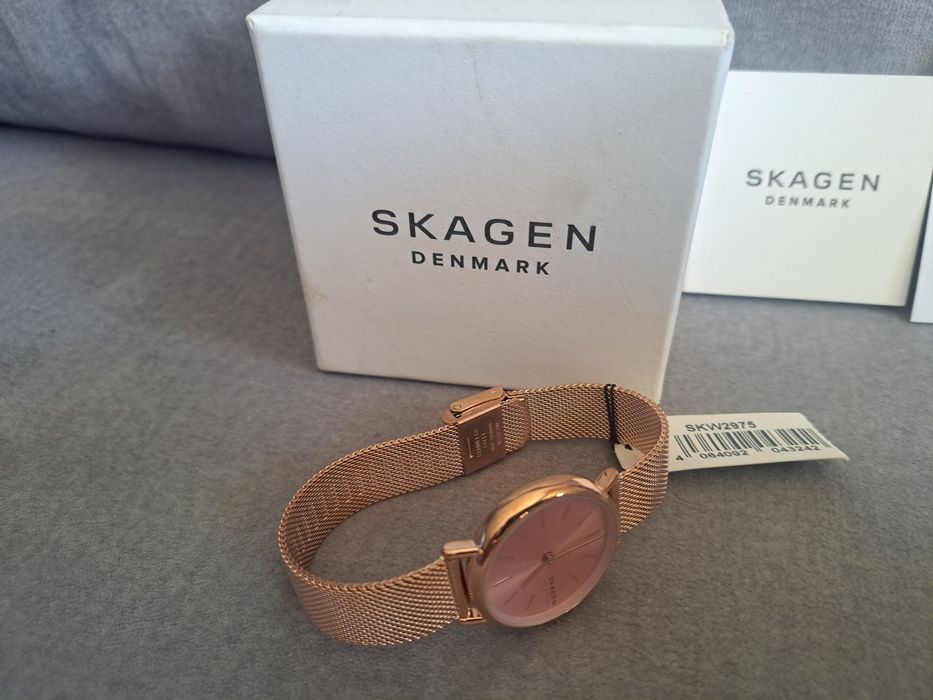 Nowy Zegarek damski skagen różowy różowe złoto bransoleta pasek mesh