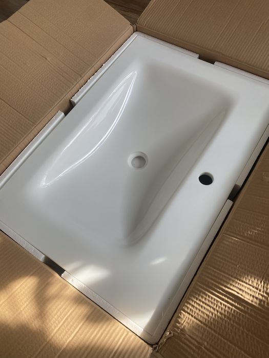 Umywalka meblowa Elita VETRO 70 szklana biała