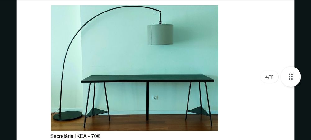 Secretária IKEA preta (madeira e metal)