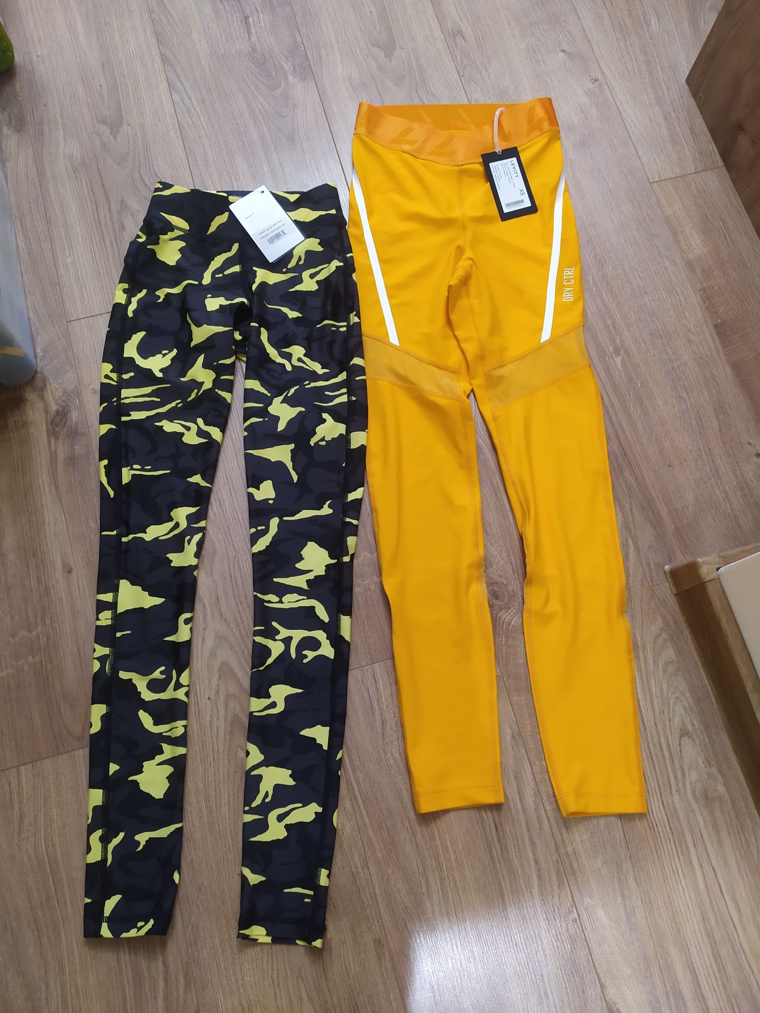 Getry legginsy damskie moro XXS i żółte XS