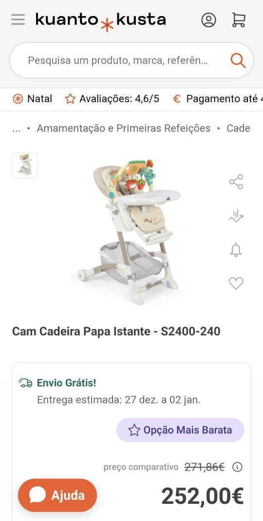 Cadeira refeições bebé e criança