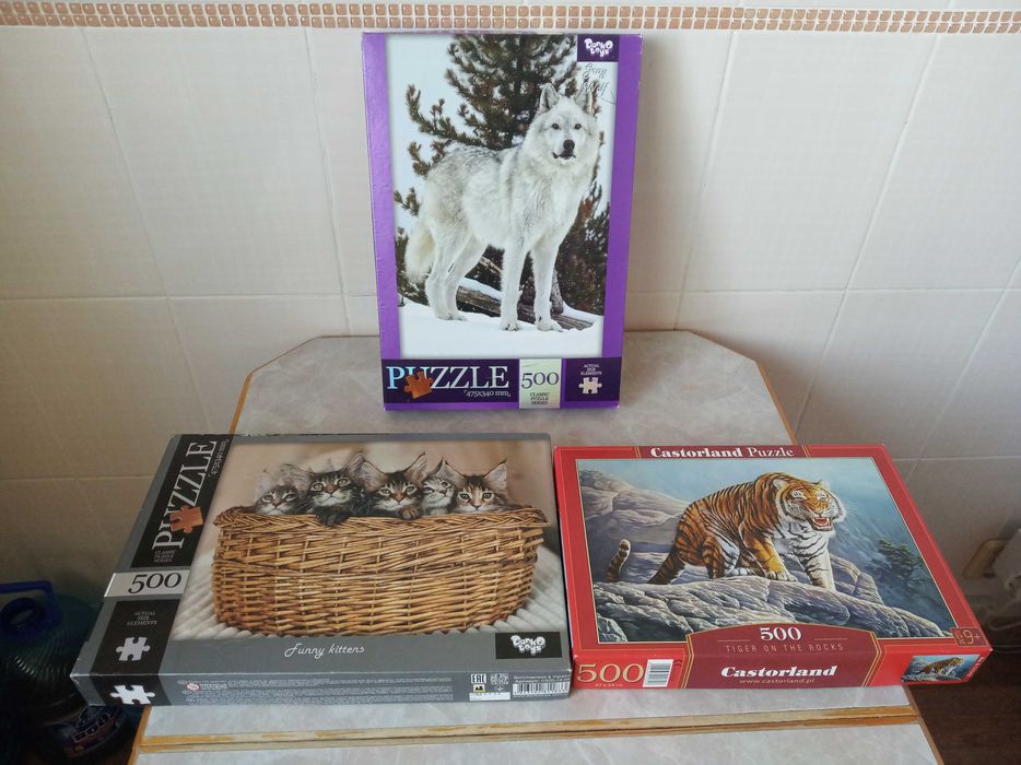Недорого! Пазлы 500шт животные: котята, тигр, волк; набор 3шт.