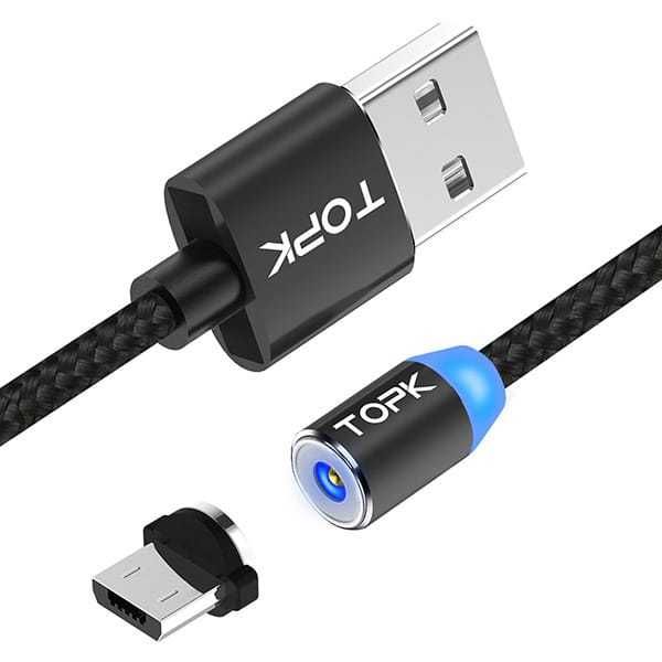 Магнитный кабель зарядки Topk c коннектором micro USB 1м