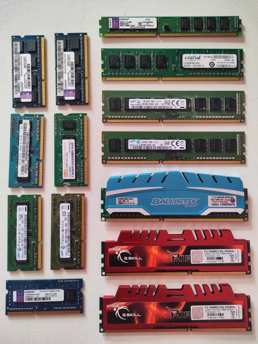 ОЗУ SODIMM, DDR3 - 2 Gb, 4 Gb; DDR4 - 4 Gb,