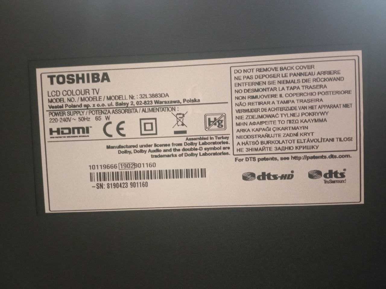 Телевізор Toshiba 32L3863DA LED 32 дюйми FULL HD