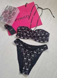 Pinko czarny strój kąpielowy plażowy bikini monogram logo s