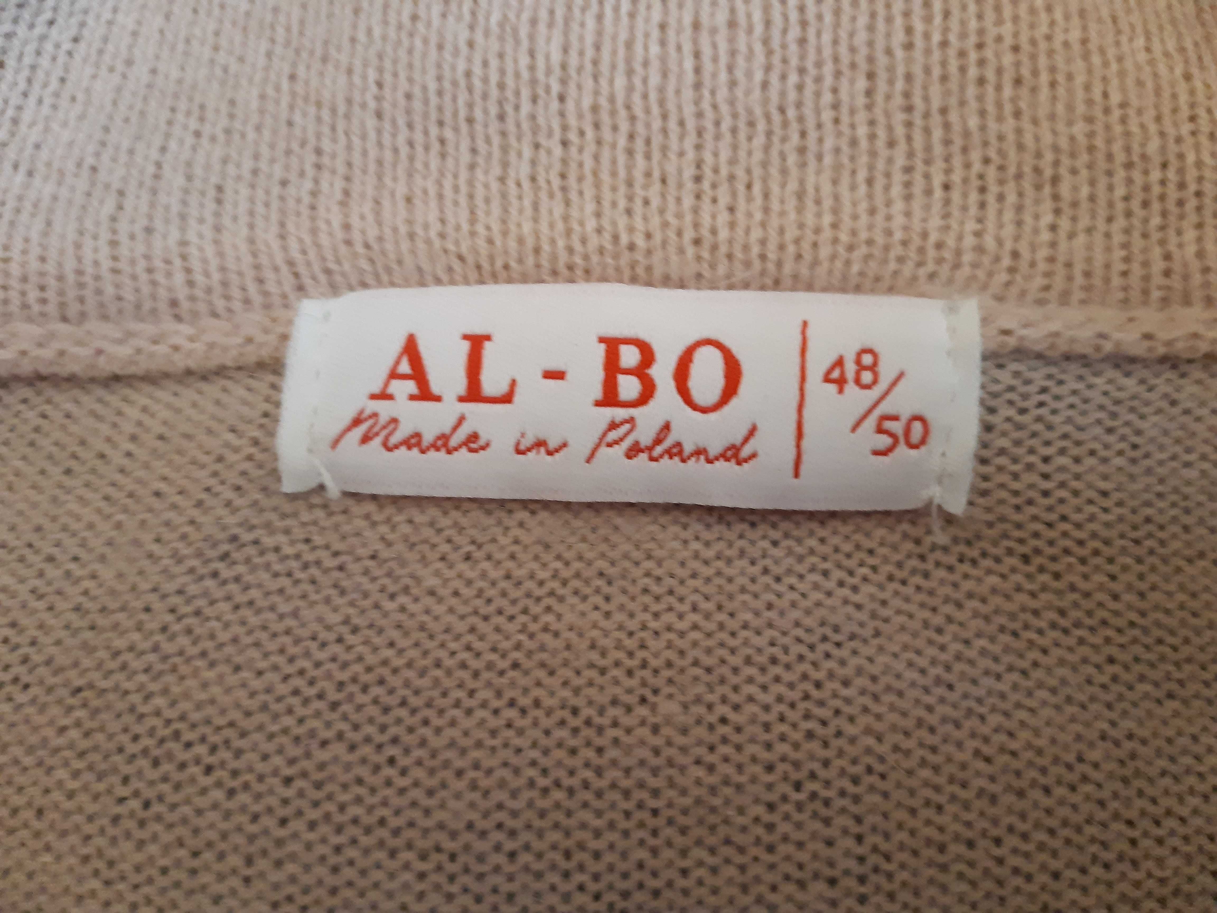 Polski łososiowy sweterek golfik z angorą Al-Bo, r. 48/50 uniwersalny