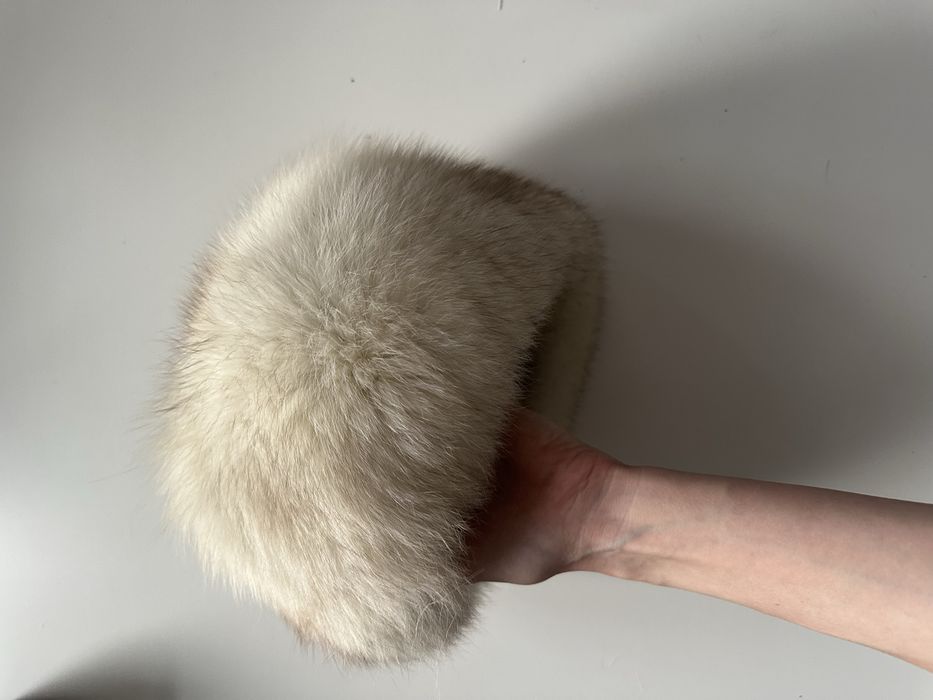 toczek biały lis prawdziwe naturalne futro