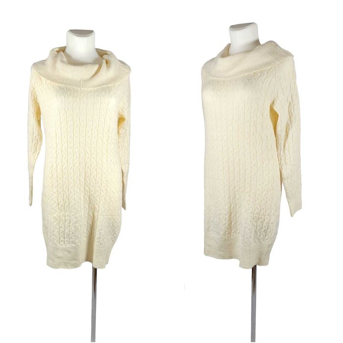 Nowa kremowa dzianinowa sukienka golf 40,L/42,XL miękka BonPrix