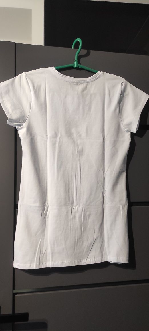 Biały t-shirt, koszulka z krótkim rękawem roz 158-164