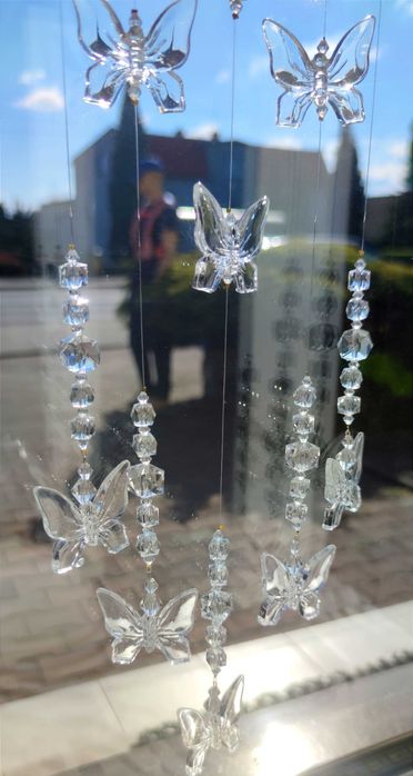 Serce łapacz snów z kryształkami motyle ozdobna zawieszka